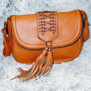 Tassel Crossbody Purses for Women Small Shoudler Bags (Brown)